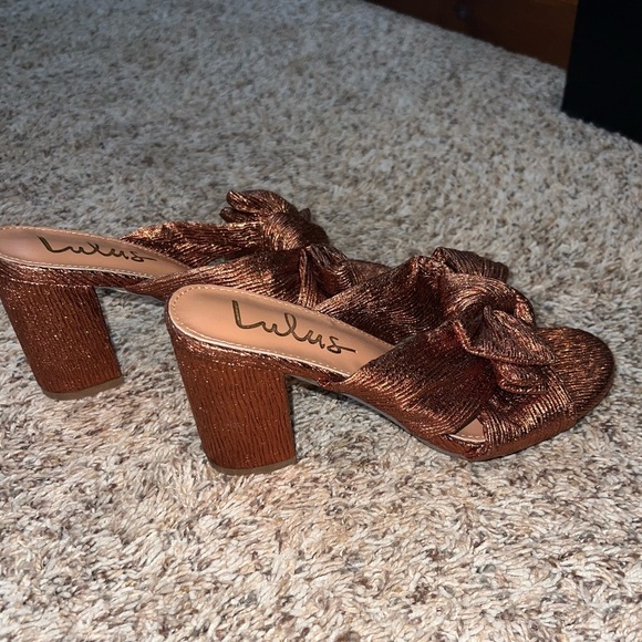 Lulu's Gold/Burnt Orange Women's Heeled Sandals NEW WITHOUT BOX - Picture 3 of 4
